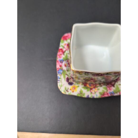 Royal Cotswolds Summertime chintz jam/jelly pot and lid with an underplate. - Picture 10 of 10